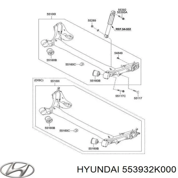 Купити 553932K000 Hyundai/Kia Болт кріплення амортизатора заднього