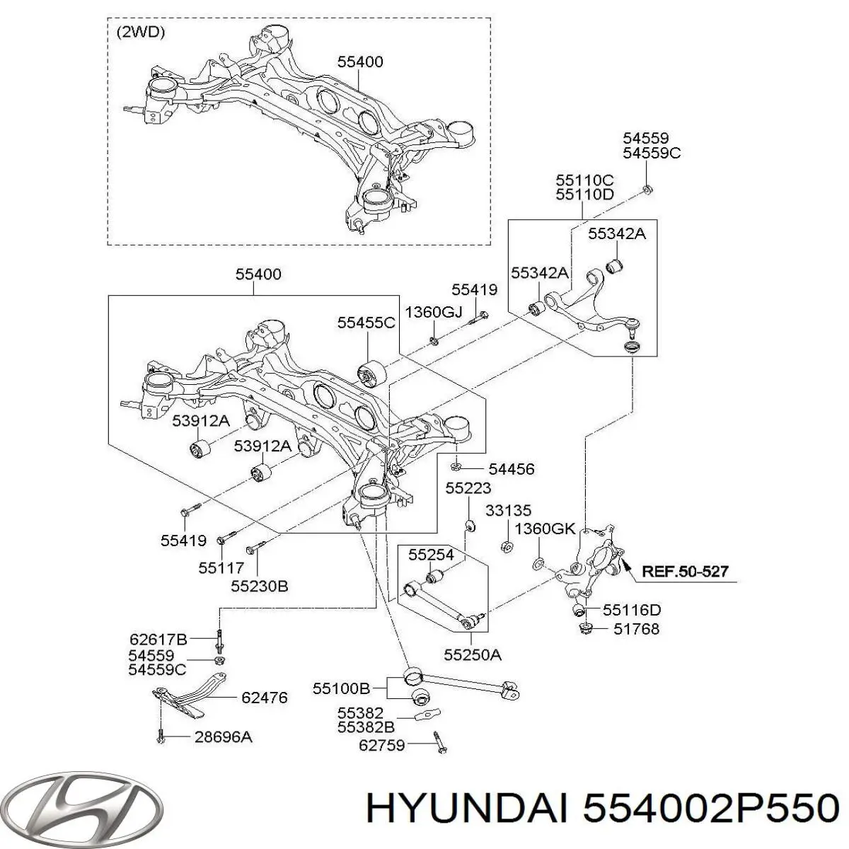 554002P550 Hyundai/Kia балка задньої підвіски, підрамник
