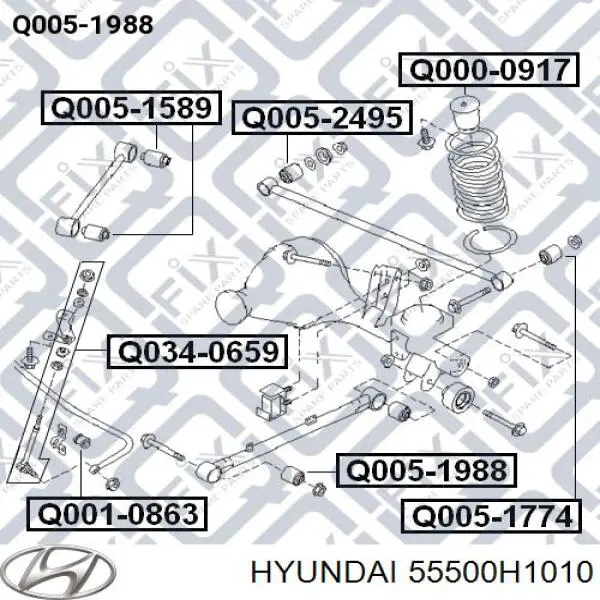 55500H1010 Hyundai/Kia Важіль/тяга задньої підвіски подовжній нижній, лівий/правий