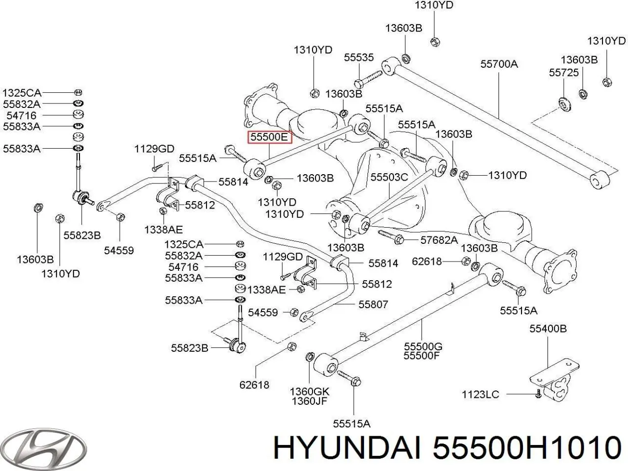 Важіль/тяга задньої підвіски подовжній нижній, лівий/правий Hyundai/Kia 55500H1010 ціна, від 14.61 USD
