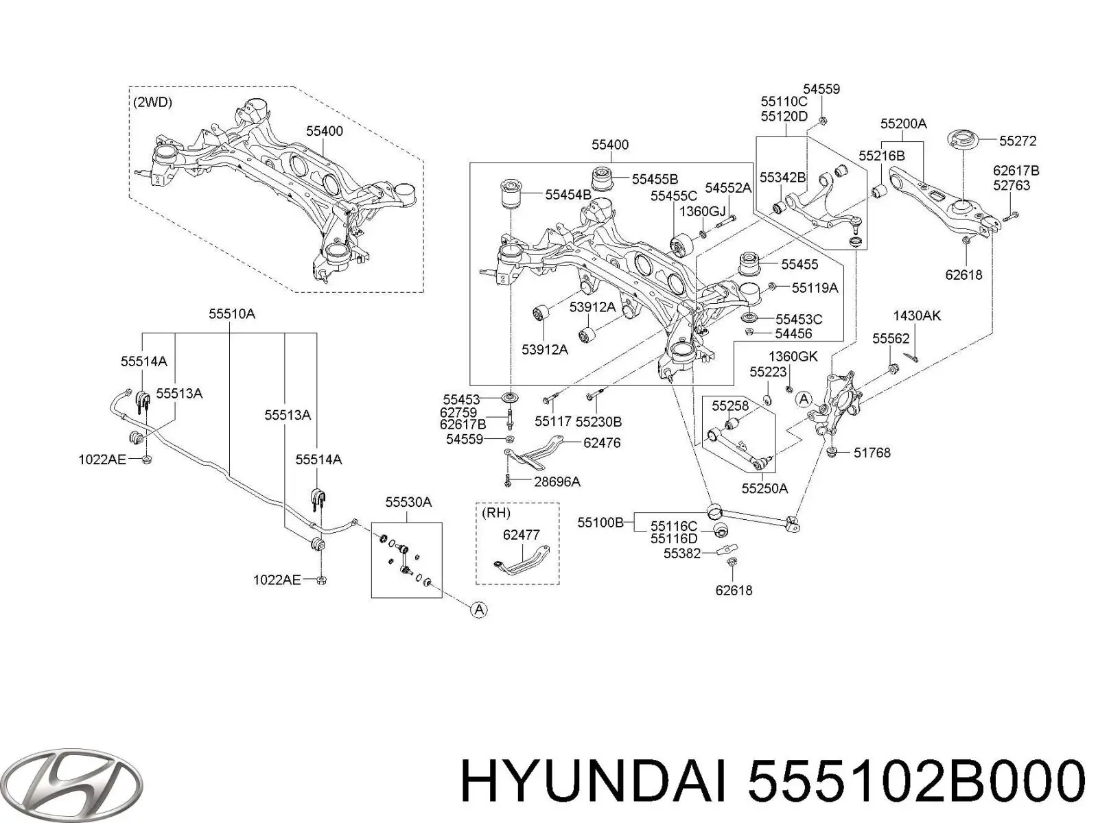 Стабілізатор задньої осі Hyundai/Kia 555102B000 ціна, від 101.35 USD