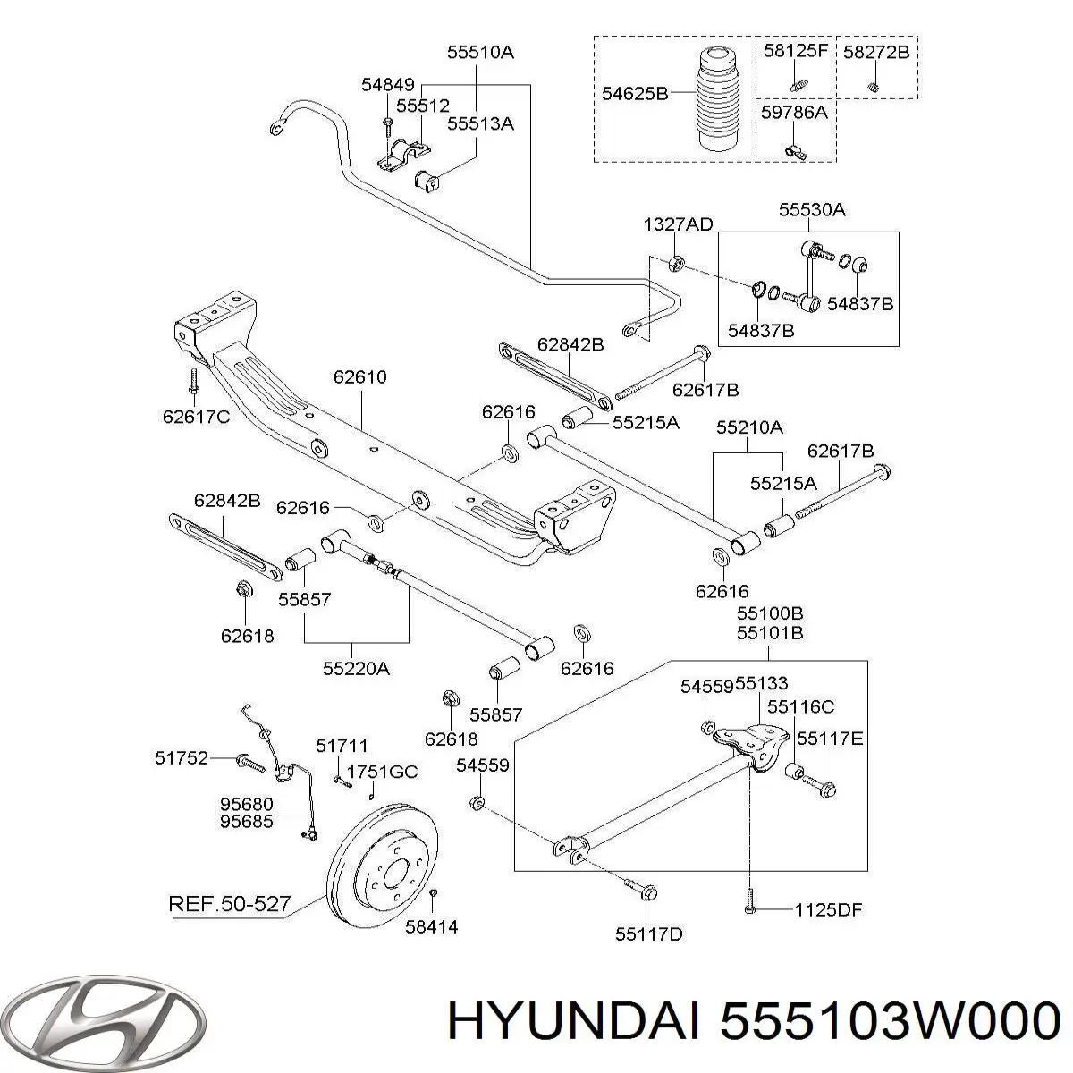 Стабілізатор задньої осі Hyundai/Kia 555103W000SJ ціна, від 68.06 USD