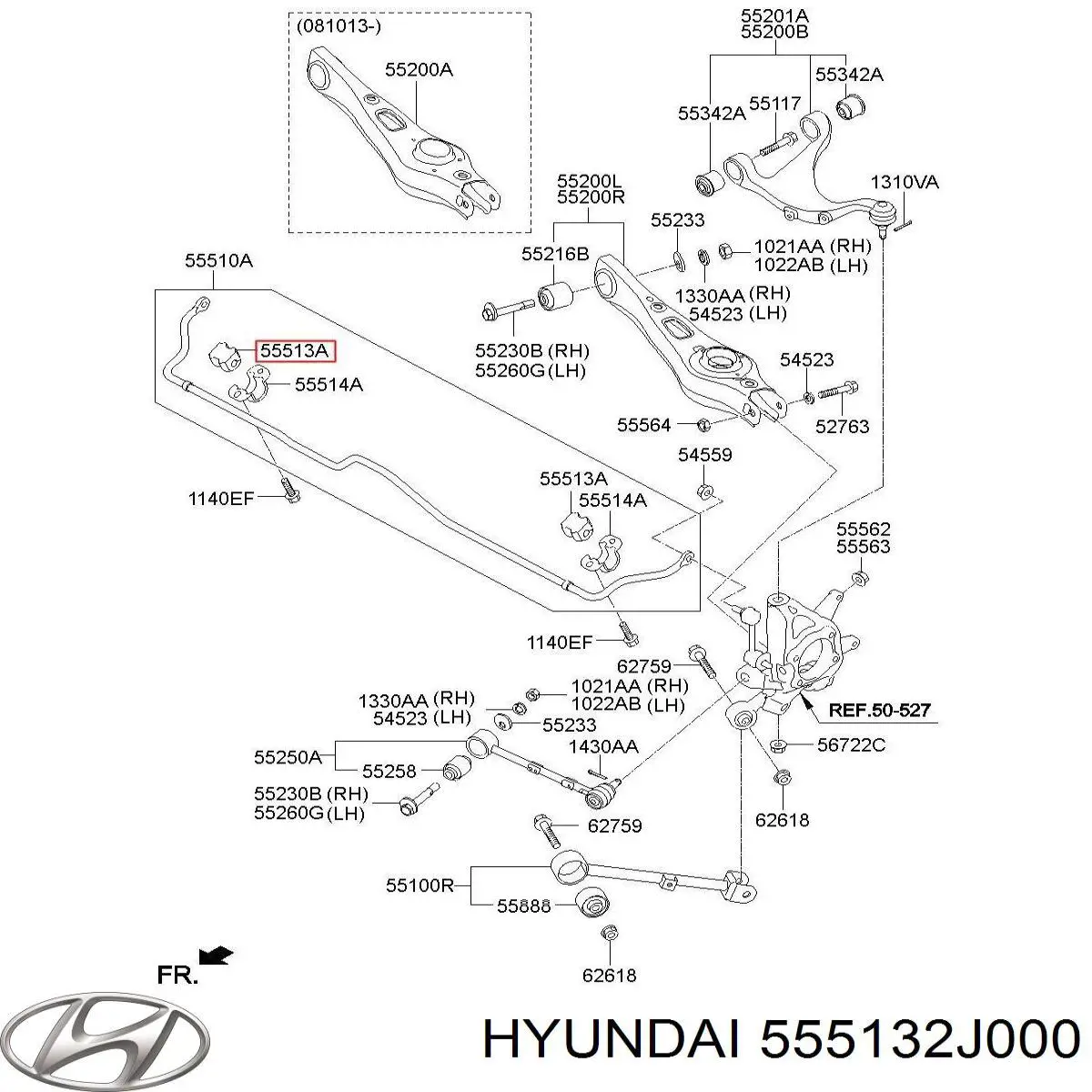 555132J000 Hyundai/Kia Прокладка стабільзатора заднього