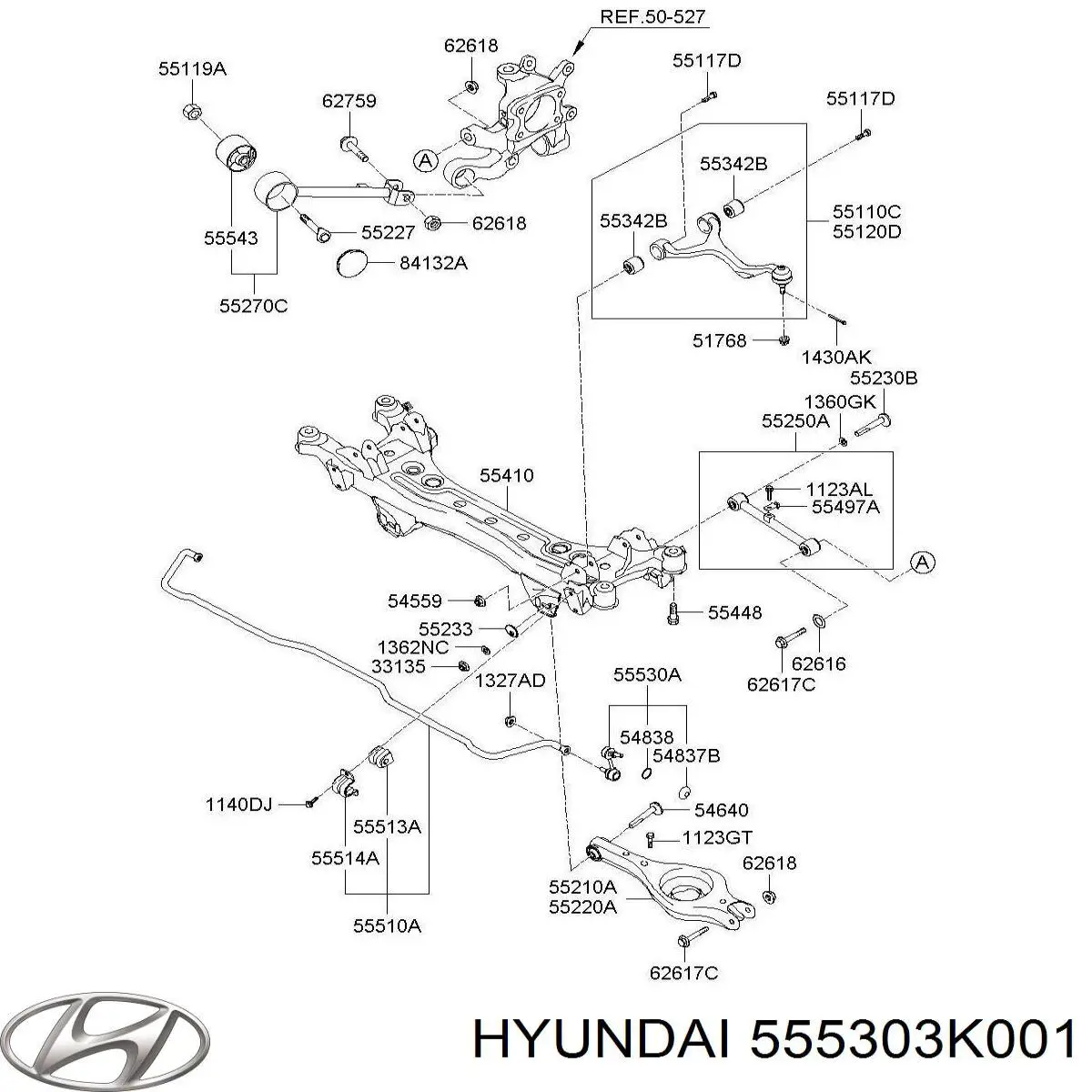 Стійка стабілізатора, заднього Hyundai/Kia 555303K001