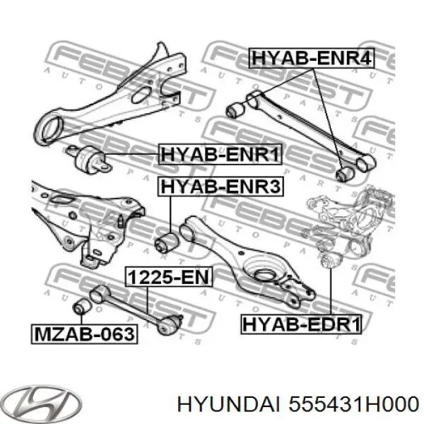 Сайлентблок заднього поздовжнього важеля Hyundai/Kia 555431H000 ціна, від 15.25 USD