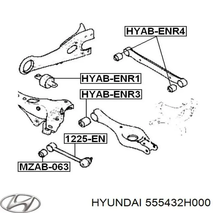 Сайлентблок заднього поздовжнього важеля Hyundai/Kia 555432H000 ціна, від 20.27 USD