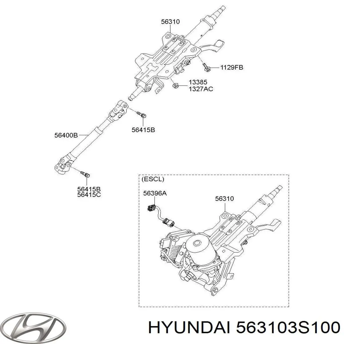 Рульова колонка Hyundai/Kia 563103S100 ціна, від 28.18 USD