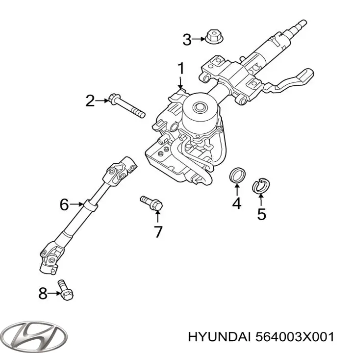 564003X001 Hyundai/Kia Вал рульової колонки, нижній