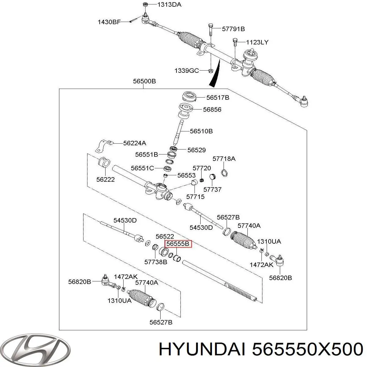 565550X500 Hyundai/Kia втулка вала рульової рейки
