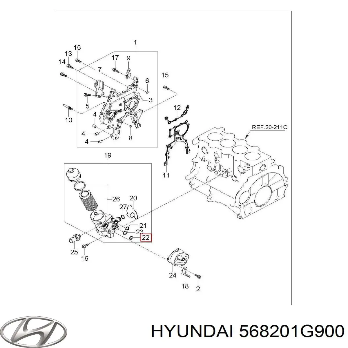 Накінечник рульової тяги, зовнішній Hyundai/Kia 568201G900