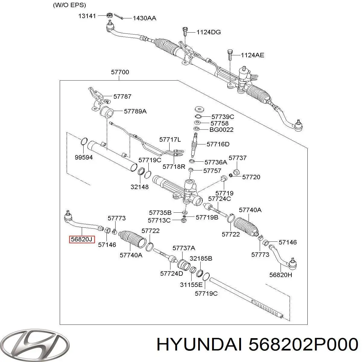 568202P000 Hyundai/Kia Зовнішній наконечник рульової тяги