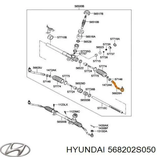 568202S050 Hyundai/Kia накінечник рульової тяги, зовнішній
