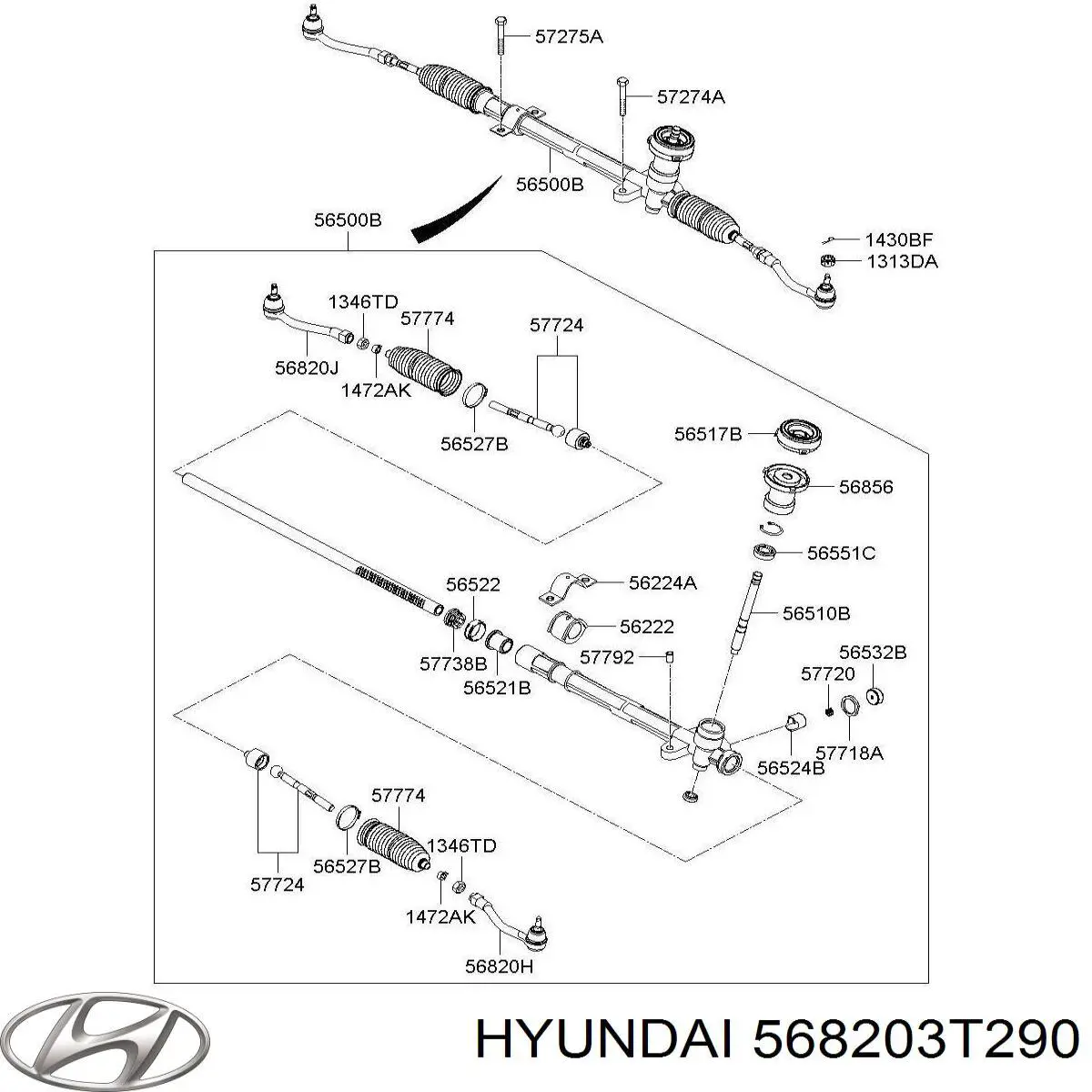 568203T290 Hyundai/Kia накінечник рульової тяги, зовнішній