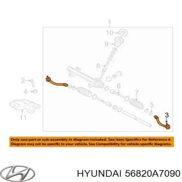 56820A7090 Hyundai/Kia накінечник рульової тяги, зовнішній