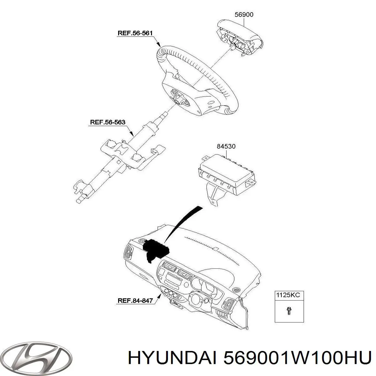 Купити 569001W100HU Hyundai/Kia Подушка безпеки водія
