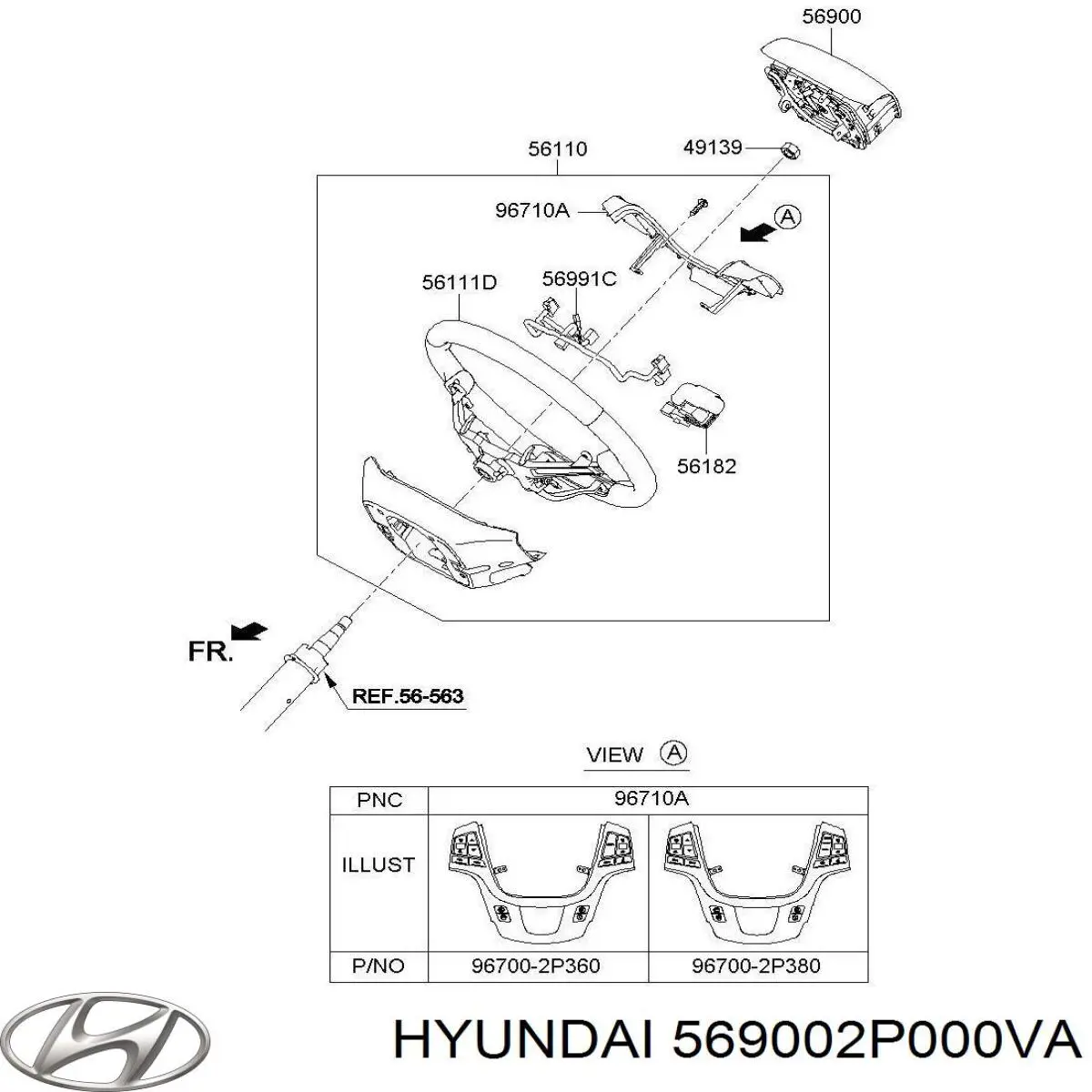 569002P000VA Hyundai/Kia подушка безпеки, водійська, airbag