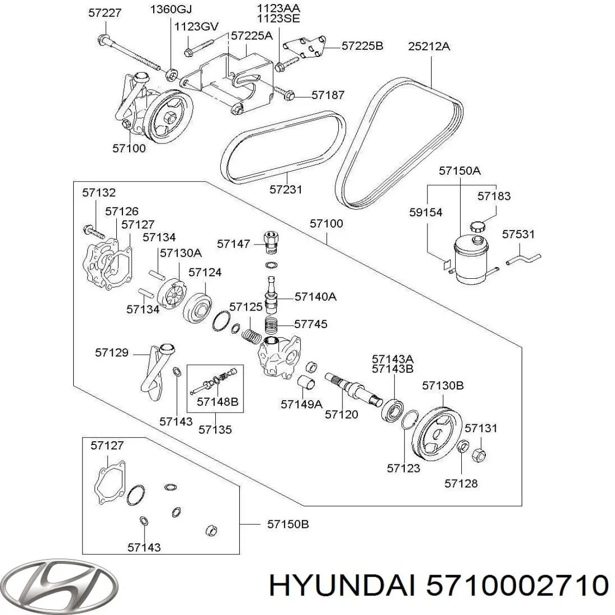 Насос гідропідсилювача керма (ГПК) Hyundai Atos (MX) (Хендай Атос)