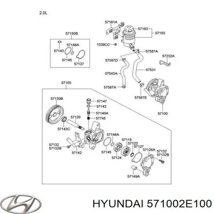 Насос гідропідсилювача керма (ГПК) 571002E100 Hyundai/Kia