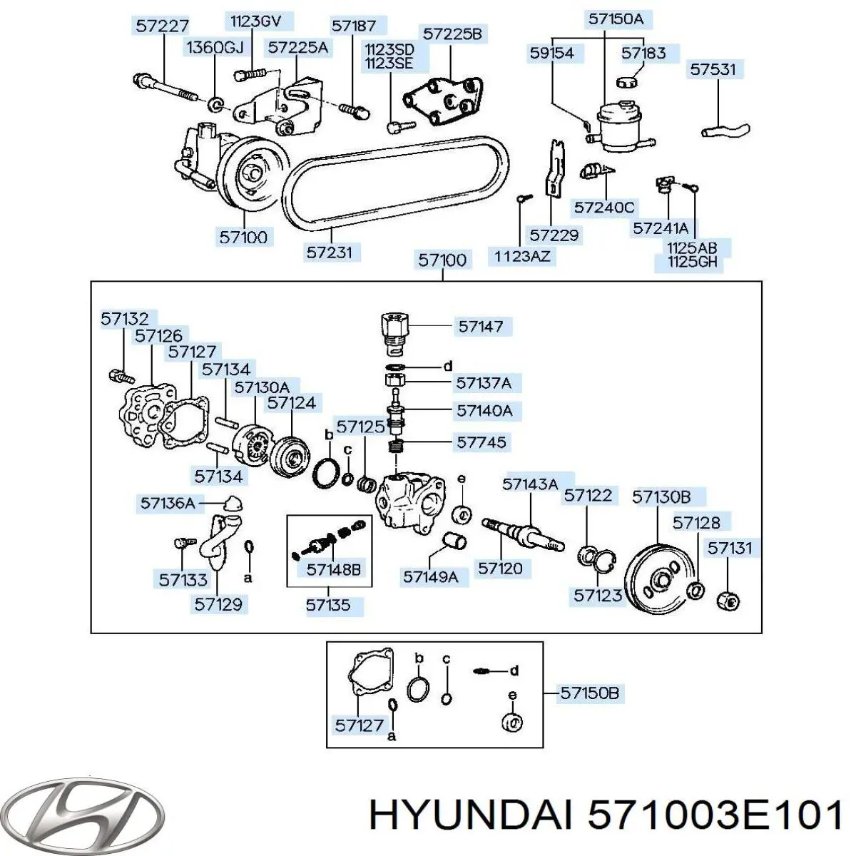 571003E101 Hyundai/Kia насос гідропідсилювача керма (гпк)