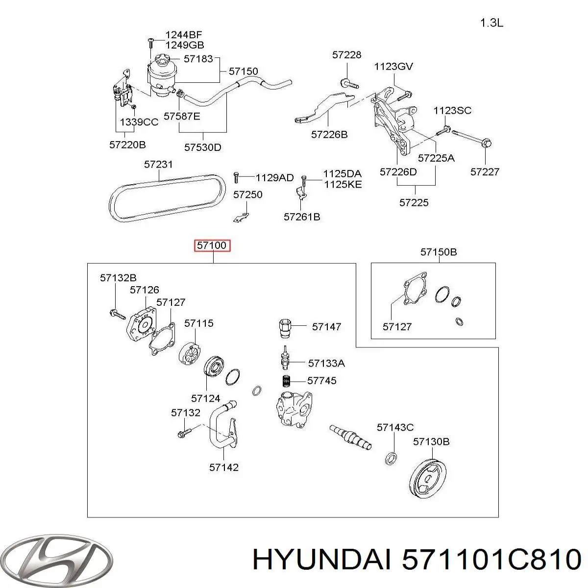 571101C810 Hyundai/Kia Насос гідропідсилювача