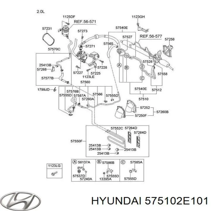 Патрубок високого тиску гідропідсилювача Hyundai/Kia 575102E101 ціна, від 112.74 USD