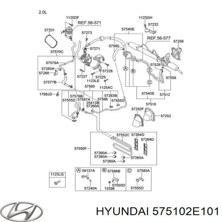 575102E100 Hyundai/Kia шланг гпк, високого тиску гідропідсилювача керма (рейки)