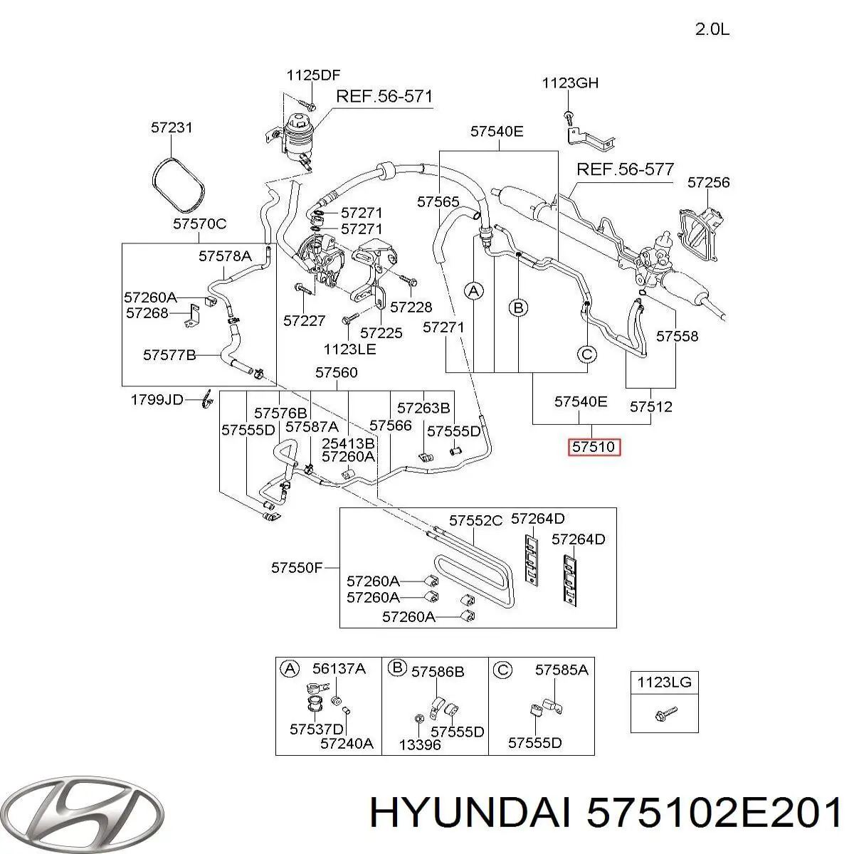 Купити 575101F200 Hyundai/Kia Шланг ГПК, високого тиску рейки керма