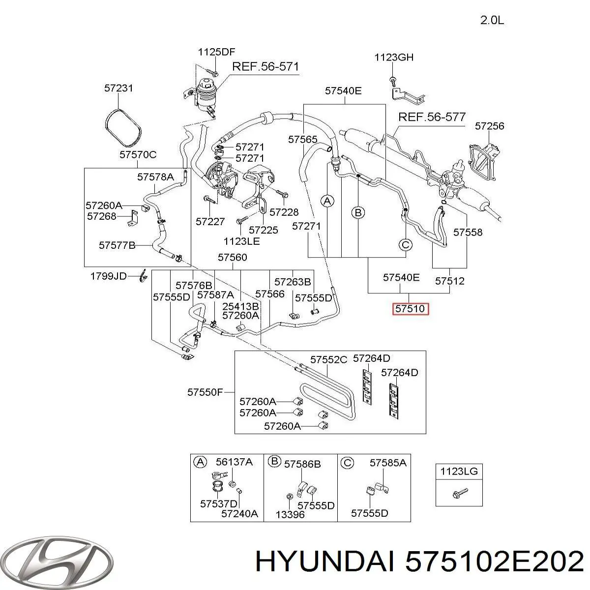 575102E202 Hyundai/Kia шланг гпк, високого тиску гідропідсилювача керма (рейки)