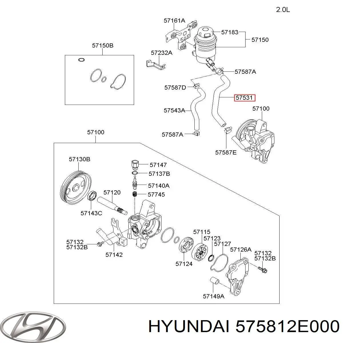 Шланг ГПК, низького тиску, від бачка до насосу Hyundai/Kia 575812E000 ціна, від 8.29 USD