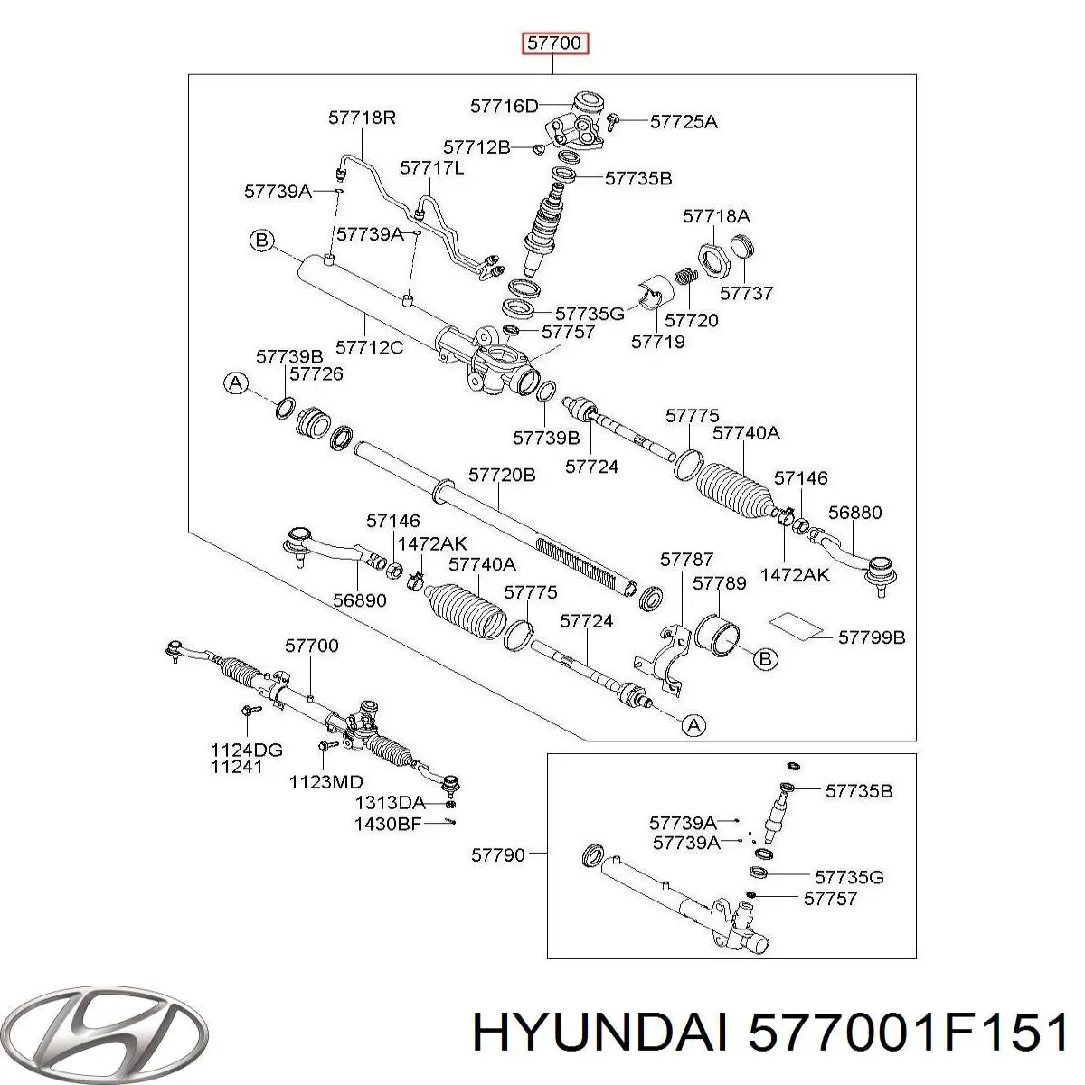 577001F151 Hyundai/Kia Рейковий рульовий механізм