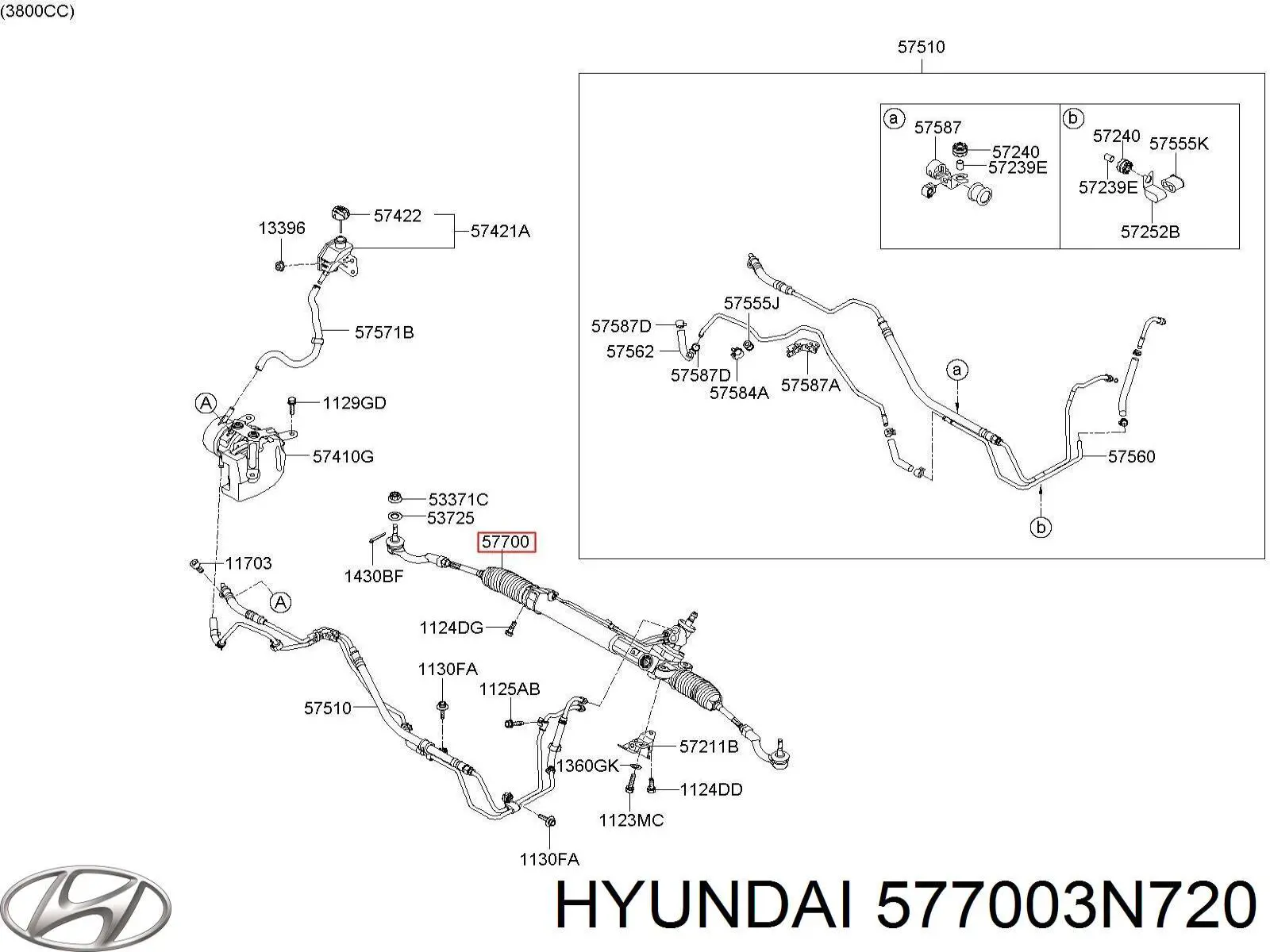 577003N610 Hyundai/Kia Рейковий рульовий механізм