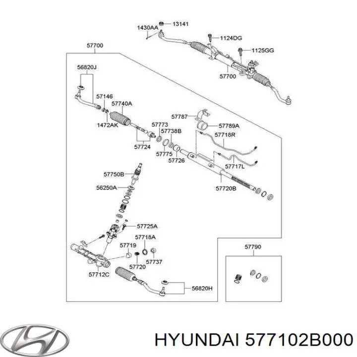 577102B000 Hyundai/Kia Рейковий рульовий механізм