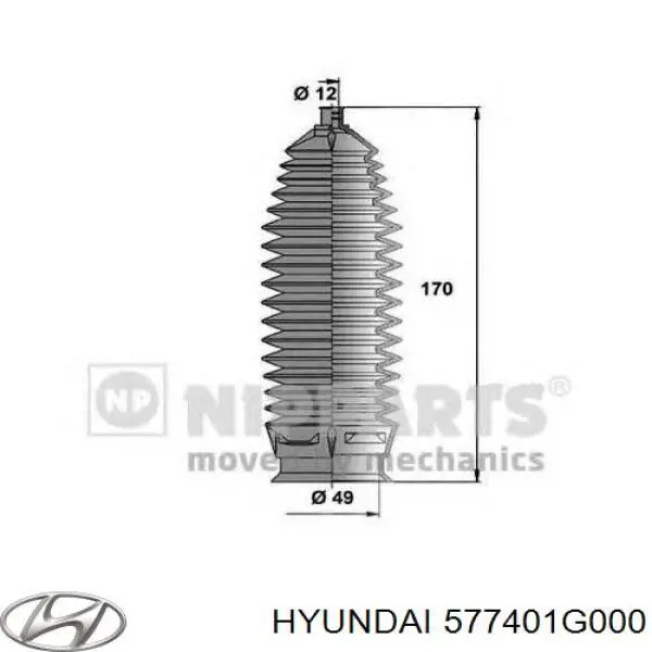 577401G000 Hyundai/Kia пильник рульового механізму/рейки