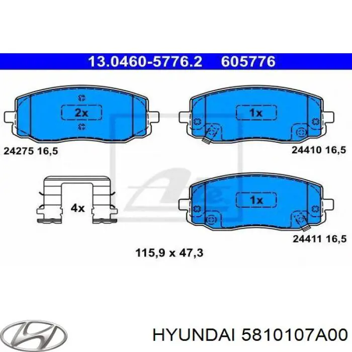 Купити 5810107A00 Hyundai/Kia Колодки гальмівні передні, дискові