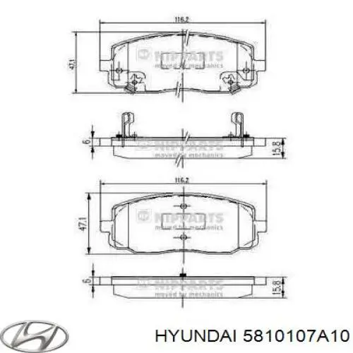 Купити 5810107A10 Hyundai/Kia Колодки гальмівні передні, дискові