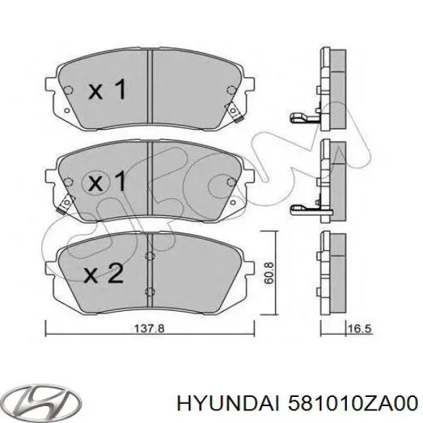 Купити 581010ZA00 Hyundai/Kia Колодки гальмівні передні, дискові