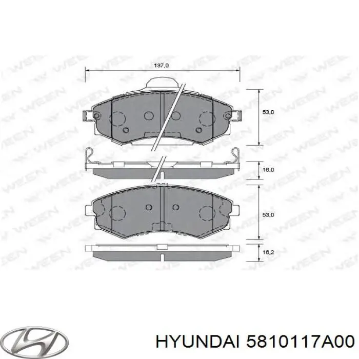 Передні тормозні колодки 5810117A00 Hyundai/Kia