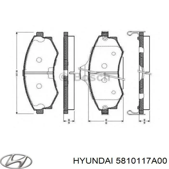 Купити 5810117A00 Hyundai/Kia Колодки гальмівні передні, дискові