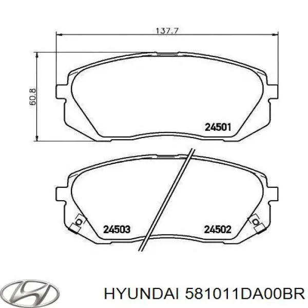 Передні тормозні колодки 581011DA00BR Hyundai/Kia