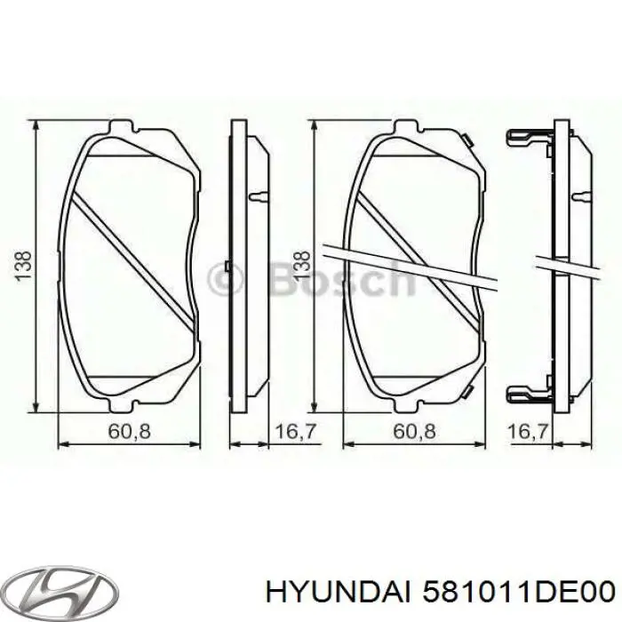Гальмівні колодки Hyundai/Kia 581011DE00 ціна, від 25.58 USD