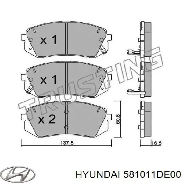 Гальмівні колодки Hyundai/Kia 581011DE00 ціна, від 25.58 USD