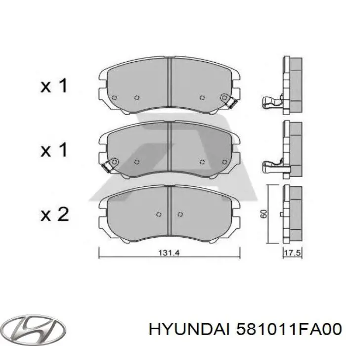 581011FA00 Hyundai/Kia колодки гальмівні передні, дискові
