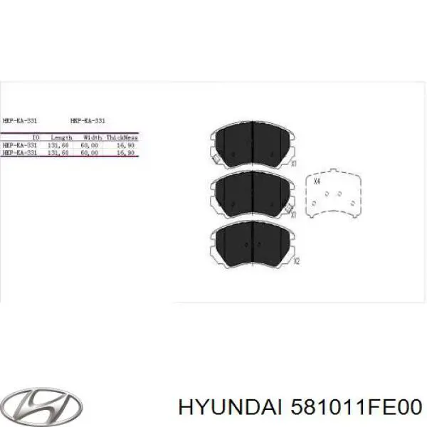 Купити 581011FE00 Hyundai/Kia Колодки гальмівні передні, дискові