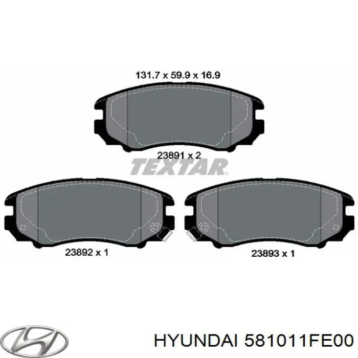 Гальмівні колодки Hyundai/Kia 581011FE00 ціна, від 19.75 USD