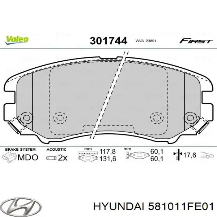 Гальмівні колодки Hyundai/Kia 581011FE01 ціна, від 22.96 USD
