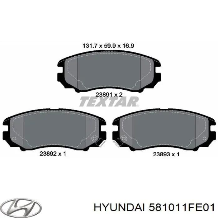 Гальмівні колодки Hyundai/Kia 581011FE01 ціна, від 22.96 USD