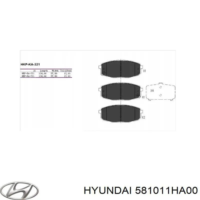 Купити 581011HA00 Hyundai/Kia Колодки гальмівні передні, дискові