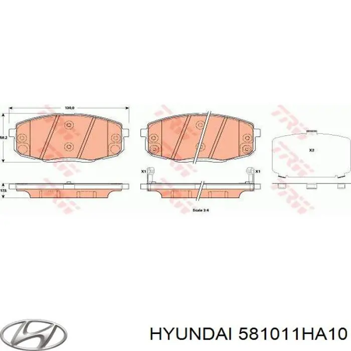 Купити 581011HA10 Hyundai/Kia Колодки гальмівні передні, дискові