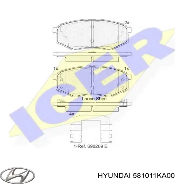 Передні тормозні колодки 581011KA00 Hyundai/Kia