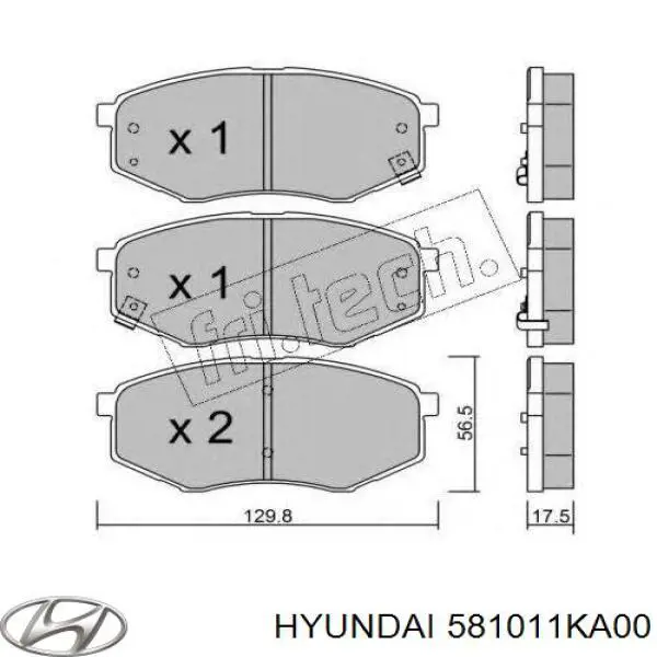 Колодки гальмівні передні, дискові 581011KA00 Hyundai/Kia